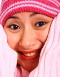 Girl Warm With A Woolen Hat Stock Photo