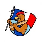 French Eagle Holding Flag And Baguette Cartoon Stock Photo
