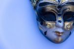 Venice Carnival Mask On White Background Blue Tone Stock Photo