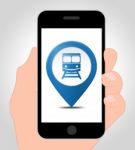 Train Location Online Shows Mobile Phone Map 3d Illustration Stock Photo