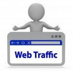 Web Traffic Webpage Represents Optimize Website 3d Rendering Stock Photo