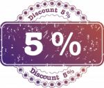 Stamp Discount Five Percent Stock Photo
