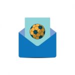 Soccer Ball Mail Letter Sport Flat Design Icon  Illustrati Stock Photo