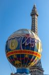 View At Sunrise Of The Paris Hotel In Las Vegas Stock Photo