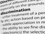 3d, Definition Of The Word Discrimination On White Paper Stock Photo