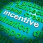 Incentive Word Cloud Shows Bonus Inducement Reward Stock Photo