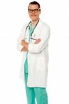 Arms Crossed Young Male Doctor Stock Photo