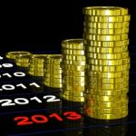 Coins On 2013 Shows Currents Expectations Stock Photo