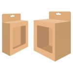 Box Packaging Design. Packaging Box For Brown Paper Isolated On White Background Stock Photo