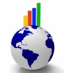 Increase Graph Worldwide Shows Infochart Globalization And Grow Stock Photo