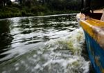 Small Boat Moving On Water Stock Photo