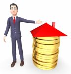 Businessman Money Represents Real Estate And Bank 3d Rendering Stock Photo