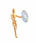Wood Mannequin With Cd-rom Stock Photo