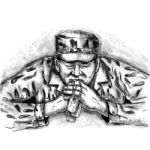 African American Soldier Praying Tattoo Stock Photo
