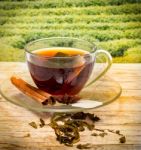 Tea With Cinnamon Indicates Break Time And Beverage Stock Photo