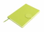 Notebook Grain Green Cover Closed On White Background Stock Photo