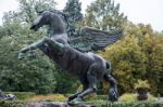 Statue Of A Winged Horse In The Mirabelle Gardens Salzburg Stock Photo