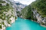 Turquoise Water In Canyon Verdon Gorge, France, Provence Stock Photo