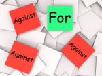 For Against Post-it Notes Show Agree Or Disagree To Stock Photo