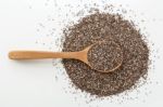 Chia Seeds In Wooden Spoon Stock Photo