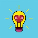 Heart Love Light Bulb Flat Design Icon  Illustration Stock Photo