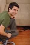 Man Doing The Housework Stock Photo