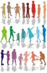 Kids Color Silhouettes Stock Photo