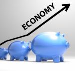 Economy Arrow Means Economic System And Finances Stock Photo