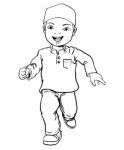 Hand Drawing Of Muslim Boy Make Running - Illustration Stock Photo