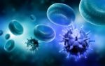 Hiv Cell And Blood Cell Stock Photo