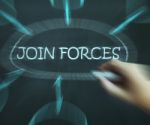 Join Forces Diagram Means Work Together And Partnership Stock Photo