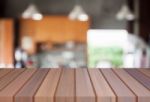 Abstract Blur Coffee Shop With Empty Table Top Stock Photo