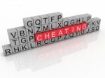 3d Illustration Of Word Cheating Using Alphabet Cubes Stock Photo