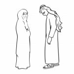 Line Drawing Of Arab Couple Cartoon -character  Stock Photo