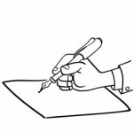 Sg171006-cartoon Businessman Writing With Pen- Drawn Stock Photo