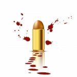 Bullet With Blood Background Stock Photo