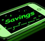 Savings On Smartphone Showing Monetary Growth Stock Photo
