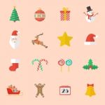 Set Of Christmas Flat Icon Stock Photo