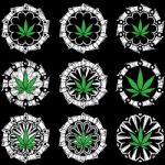 Green Marijuana Leaf Geometric Textured Background Stock Photo