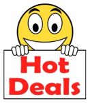 Hot Deal On Sign Shows Bargains Sale And Save Stock Photo