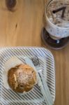 Blueberry Muffin And Iced Coffee Mocha Stock Photo