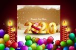 Happy New Year 2020 Gold Text Design. Illustration Lettering 2020 Isolated On Color Background Stock Photo