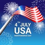American Flag With Fireworks For Independence Day Of Usa Stock Photo