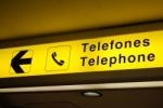Telephone Sign On Airport Stock Photo