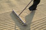 Farmer Drying Rice Seed Stock Photo