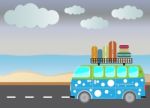  Passenger Van Car With Seascape Background Stock Photo