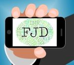 Fjd Currency Shows Fijian Dollars And Banknote Stock Photo