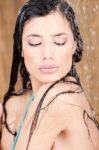 Sensual Woman Under Shower Stock Photo