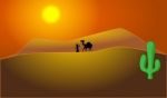 Wanderer Lead Camel Across The Desert Stock Photo