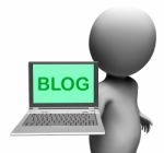 Blog Laptop Shows Blogging Or Weblog Internet Site Stock Photo